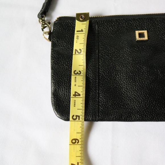 LODIS black leather wristlet purse/wallet with removable strap. - Picture 7 of 7